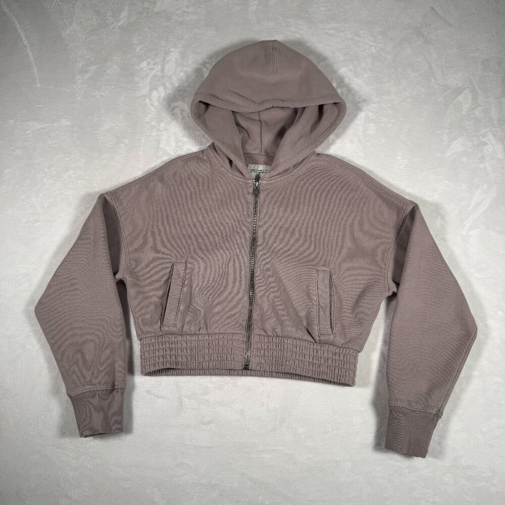 Abercrombie and Fitch Hooded Sweater Women Size XS Dusty Pink Full Zip Pocket GU